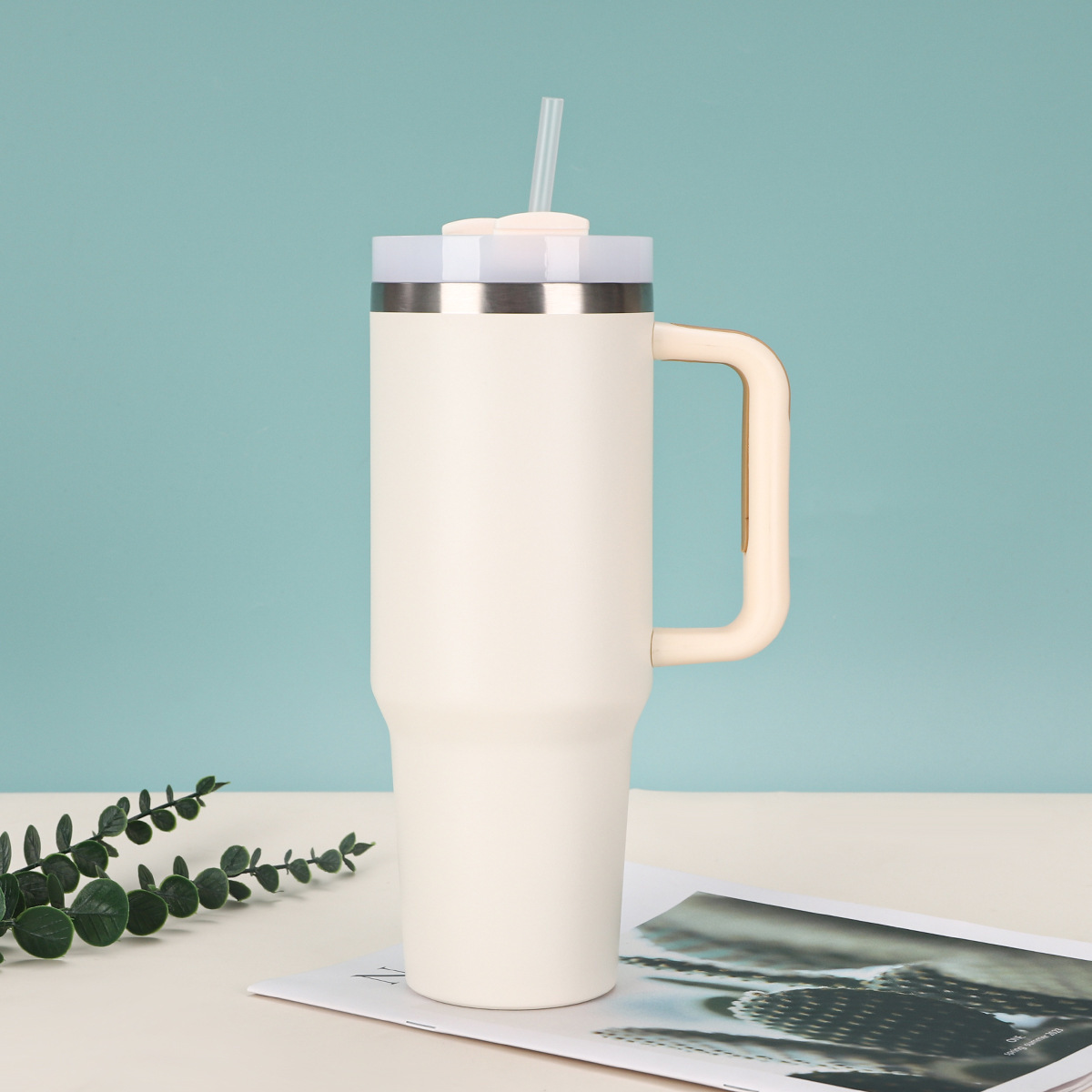 跨境热销纯色304不锈钢保温杯便携保冷时尚汽车杯户外简约吸管杯详情8