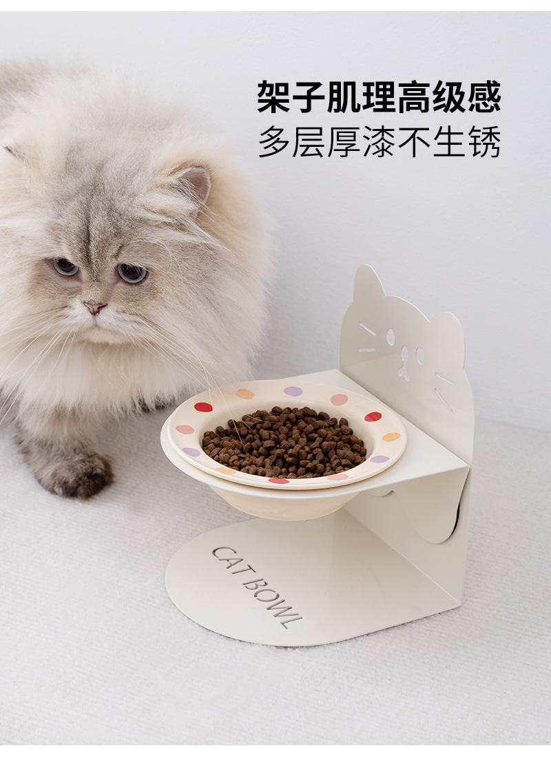 Ceramic high-legged bowl, magnetic suction detachable, pet cat bowl, cat and dog bowl, cervical vertebrae protection to prevent spilling, food and drinking water slanted bowl pic 10