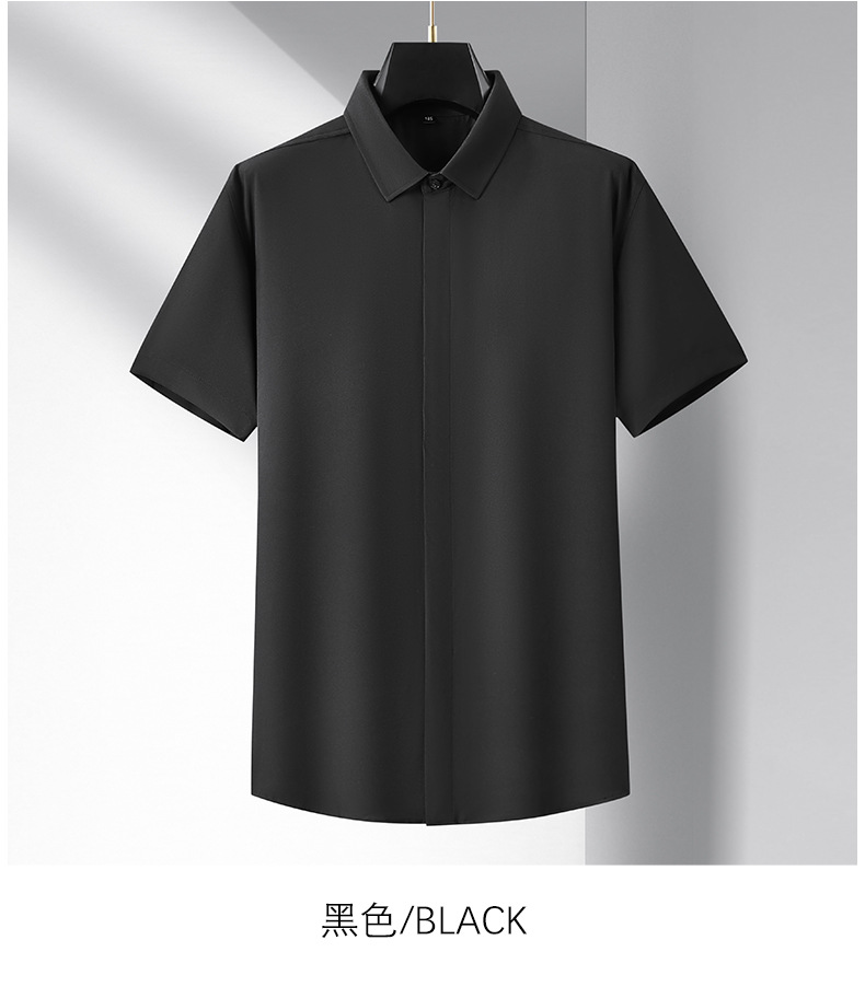 宽松大码男士短袖衬衫肥佬夏季商务休闲薄款纯色衬衣胖哥加肥寸衫详情27
