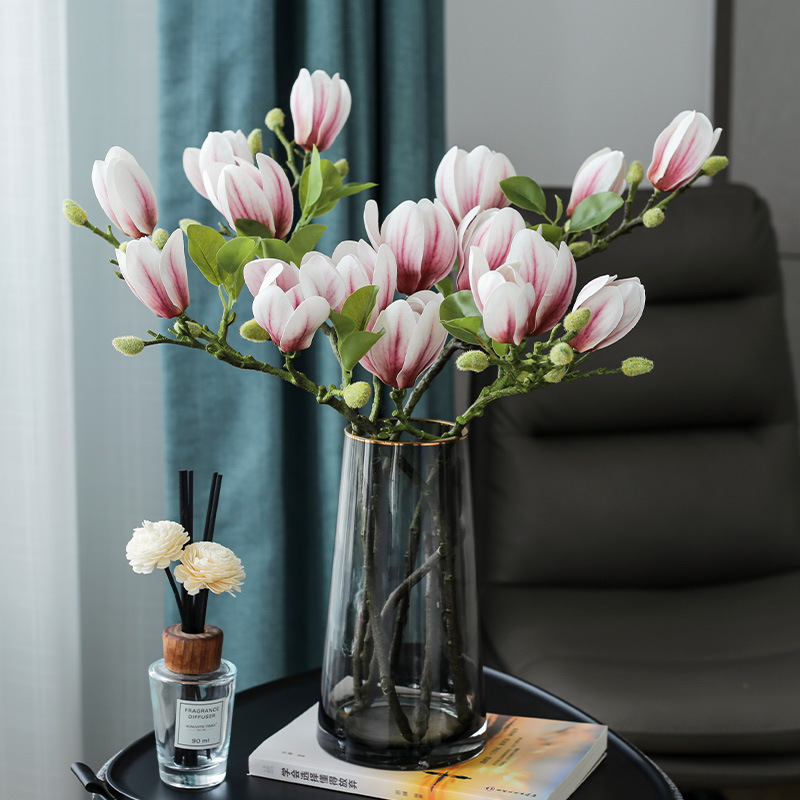 中式高仿3D胶片手感玉兰花仿真花假花装饰客厅玄关餐桌摆件塑料花详情6