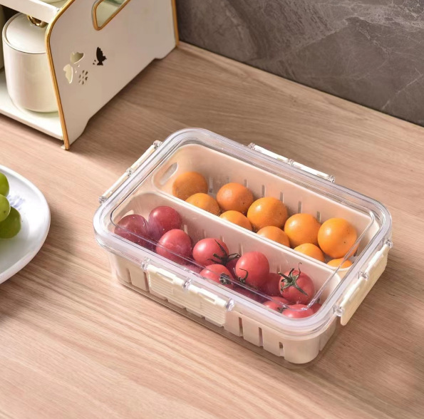 PET thickened fresh-keeping storage box, sealed refrigerator fruit and vegetable storage packaging box, frozen draining with lid pic 8