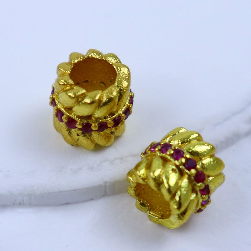 Sand gold preservation color zircon hollowed-out scattered beads accessories bracelet necklace, strainer beads, bucket beads DIY jewelry accessories, gold foil flowers pic 4