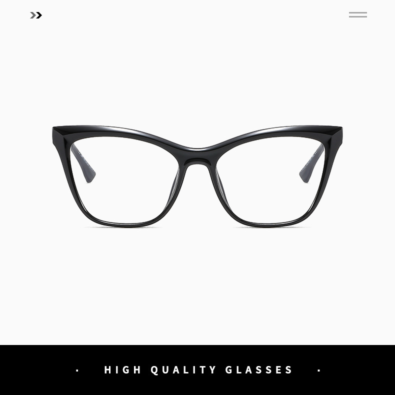 TR90 metal spectacle frame anti-blue light, European and American fashionable cat-eye flat light glasses, decorative Optical glasses pic 4