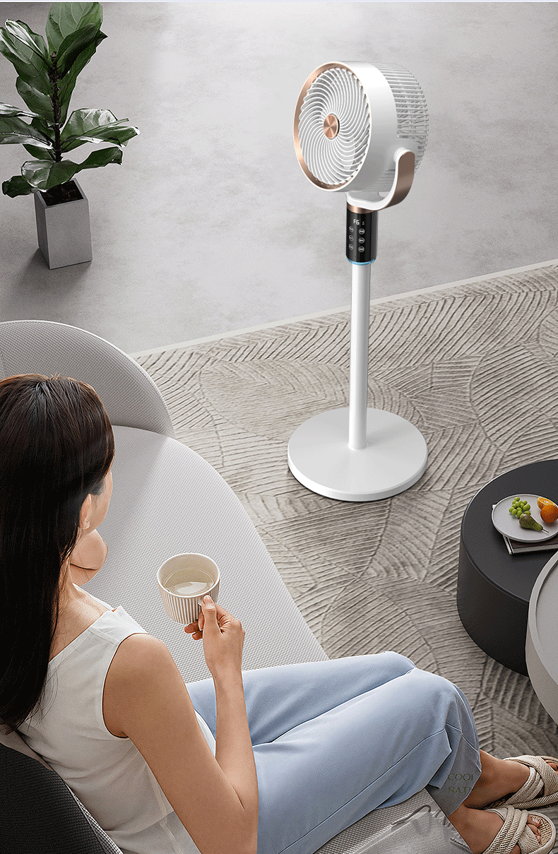 Camel AI intelligent voice touch screen floor-standing circulating fan with remote control automatic headlight negative ion electric fan pic 9