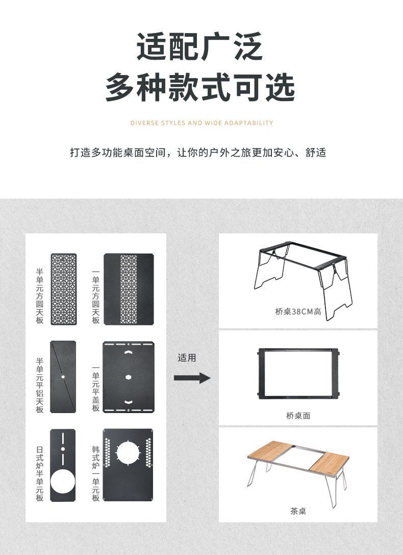 柯曼户外露营用品野餐ITG茶桌板野炊便携模块化组合多用桌单元板详情4