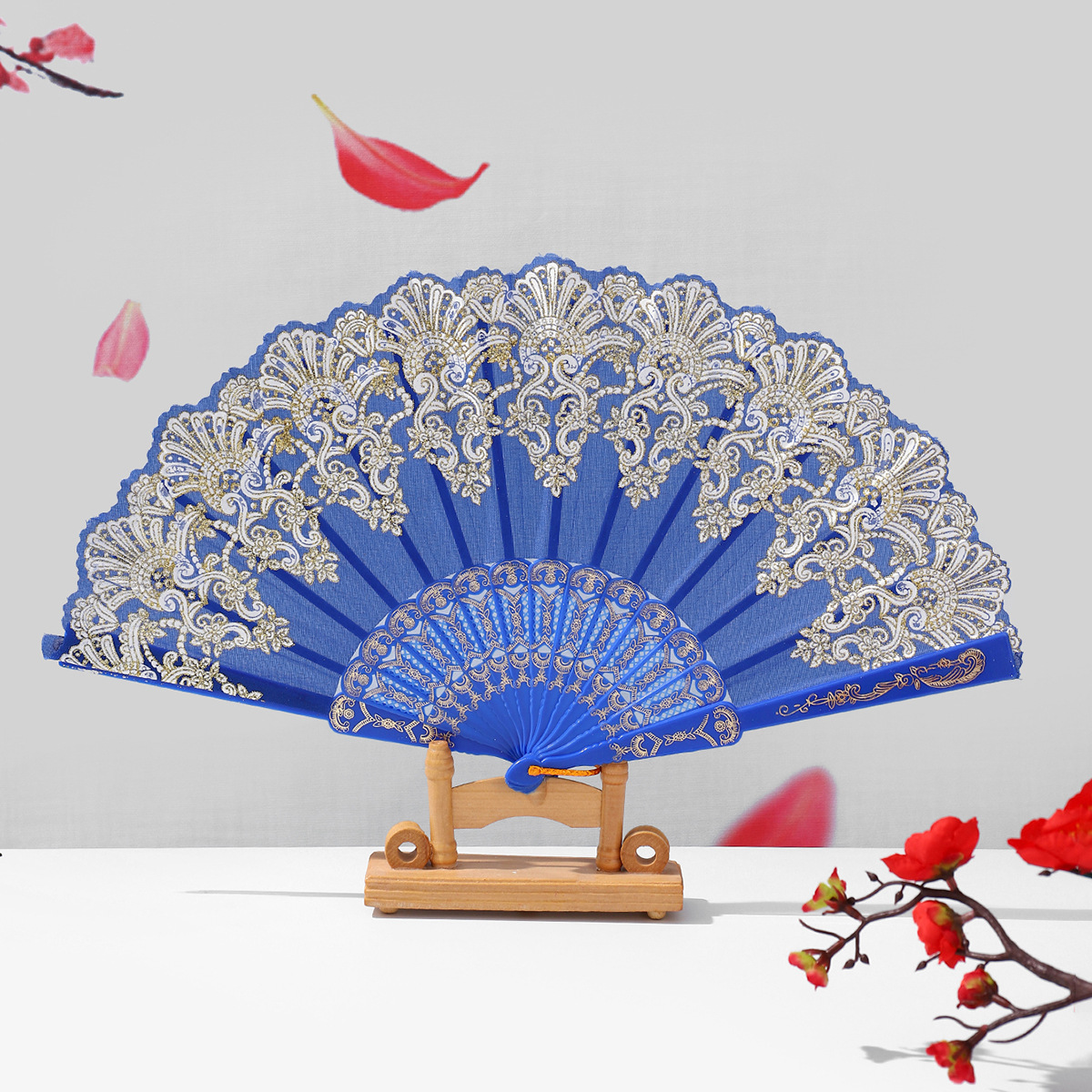 中式祥云纹古风折扇塑料舞蹈中国风折叠扇子厂家直销详情4