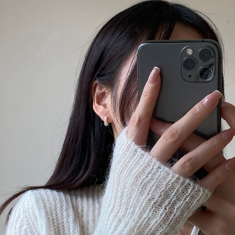 Daisy earring s925, all-silver, gold and silver color block three-dimensional geometric earrings, Instagram Little Red Book blogger style 9467A pic 5