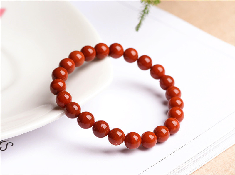 Jiuya Crystal Natural Nan Hong Agate Loose Bead Bracelet, Persimmon Red Agate Round Bead Bracelet Factory Direct Sales pic 6