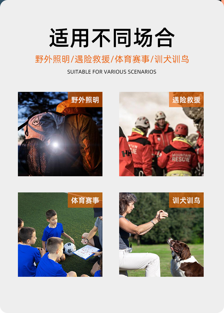 跨境手持钥匙扣灯多功能挂脖口哨灯户外运动跑步警示口哨灯详情2