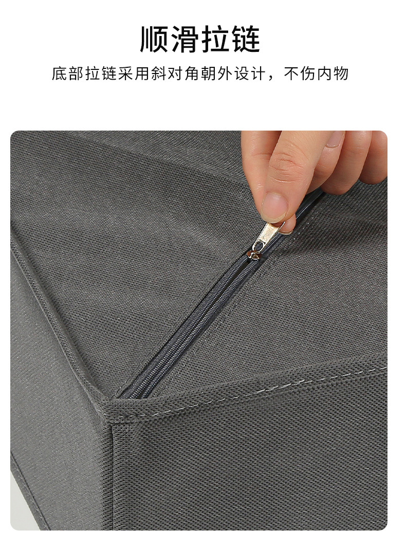 Uncovered grid sock storage box 3-piece set, underwear and underpants classified and organized storage box, bottom plate zipper storage box pic 10