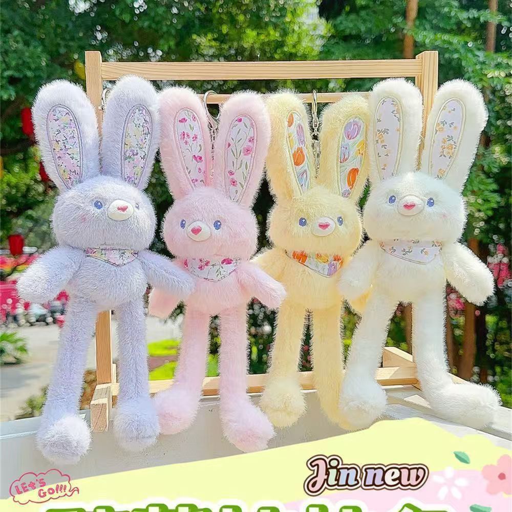 拉耳兔毛绒玩偶挂件书包钥匙扣抽拉耳朵兔子可爱伸缩详情6