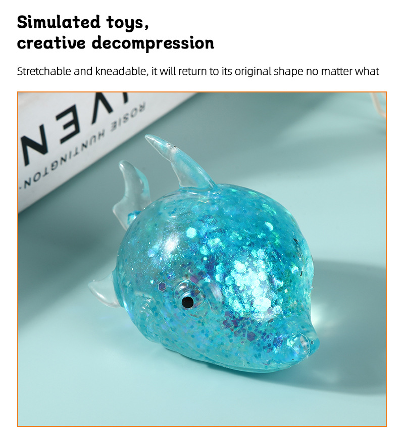 超萌亮闪海洋动物麦芽糖鲨鱼儿童玩具捏捏乐可爱慢回弹解压玩具详情6