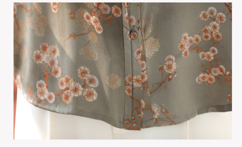 50岁妈妈夏装长袖真丝衬衫老人洋气上衣服中老年女春装桑蚕丝衬衣详情22