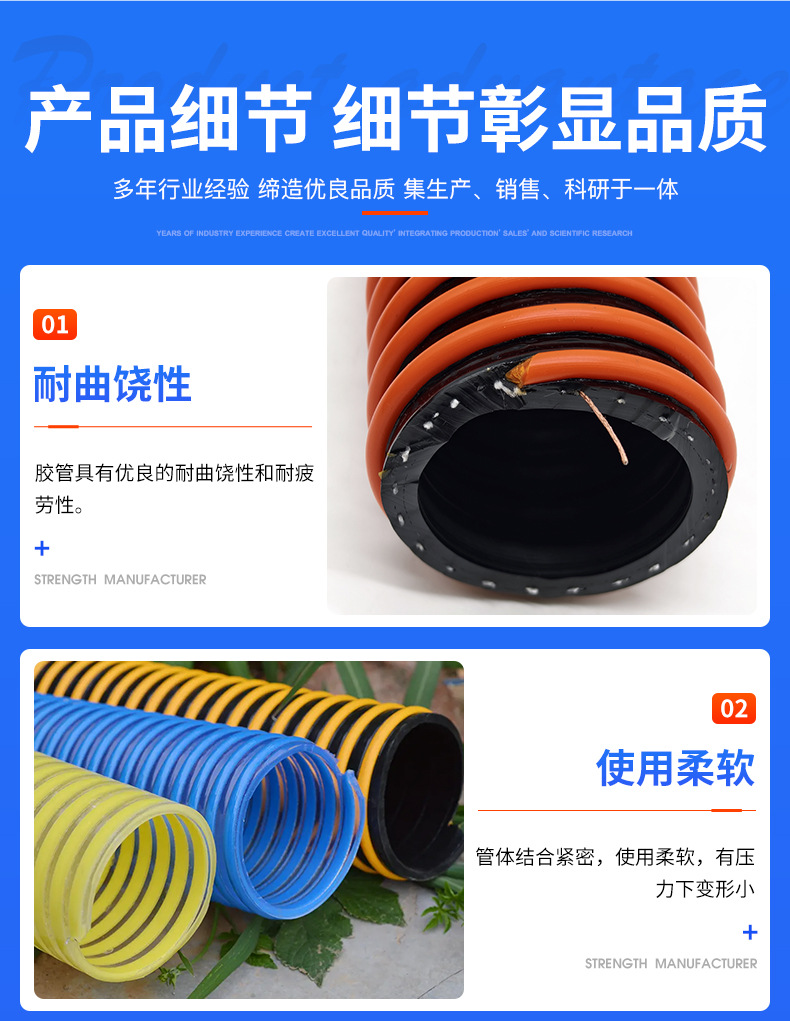 源头工厂高压塑筋螺旋软管高弹性耐负压PVC软管耐酸碱pvc螺旋管详情4