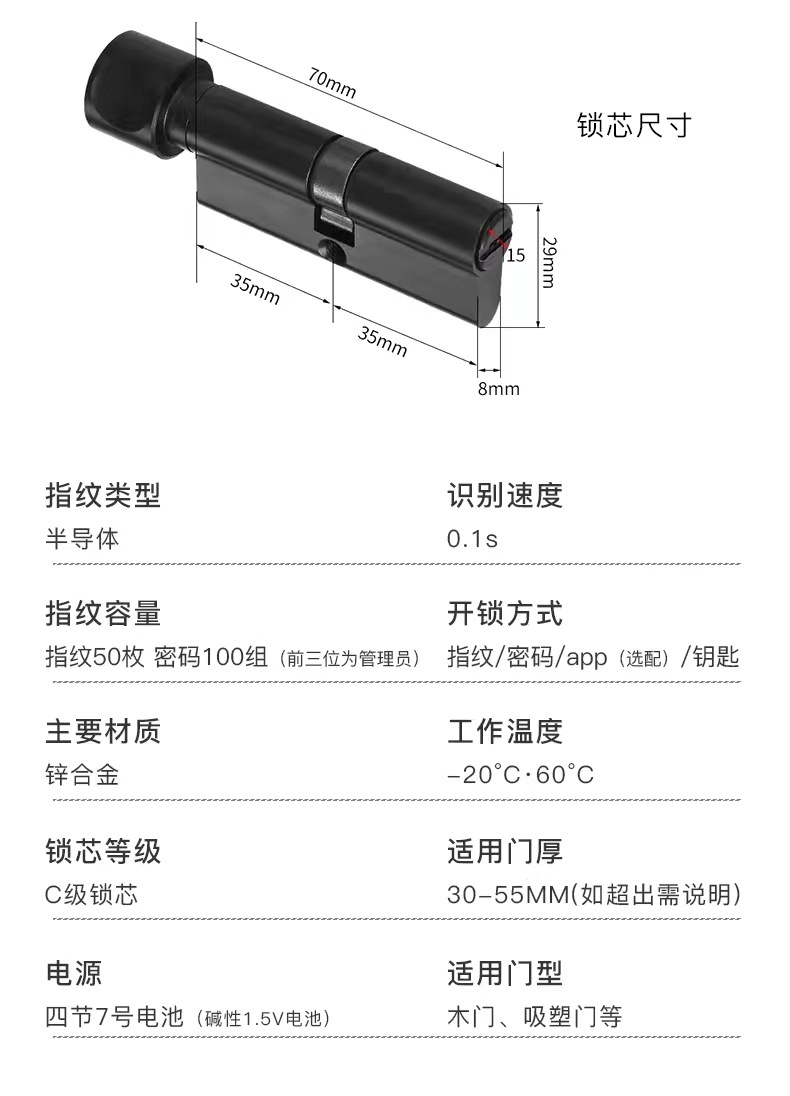 新款跨境涂鸦智能木门锁蓝牙控制室内房间卧室办公静音密码指纹锁详情17