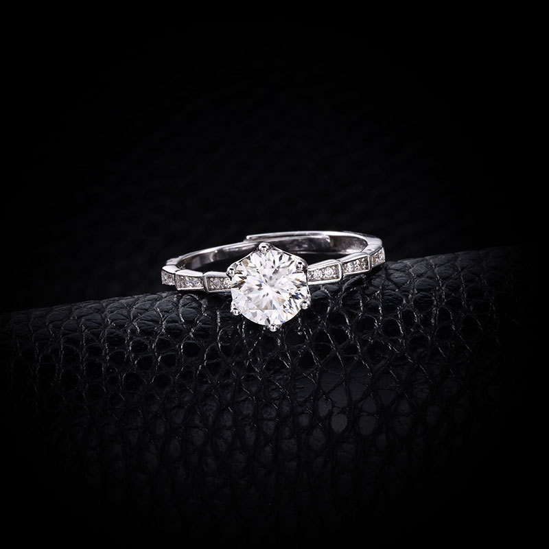 Zhuoheng Select 925 pure silver Moissanite ring wholesale, half of the market, rising steadily, open ring one carat pic 7