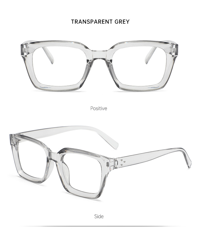 Anti-blue light square frame flat light glasses for women, contrasting color rice studs, simple and slender appearance, high level of spectacle frame, European and American trendy spectacle frame pic 13
