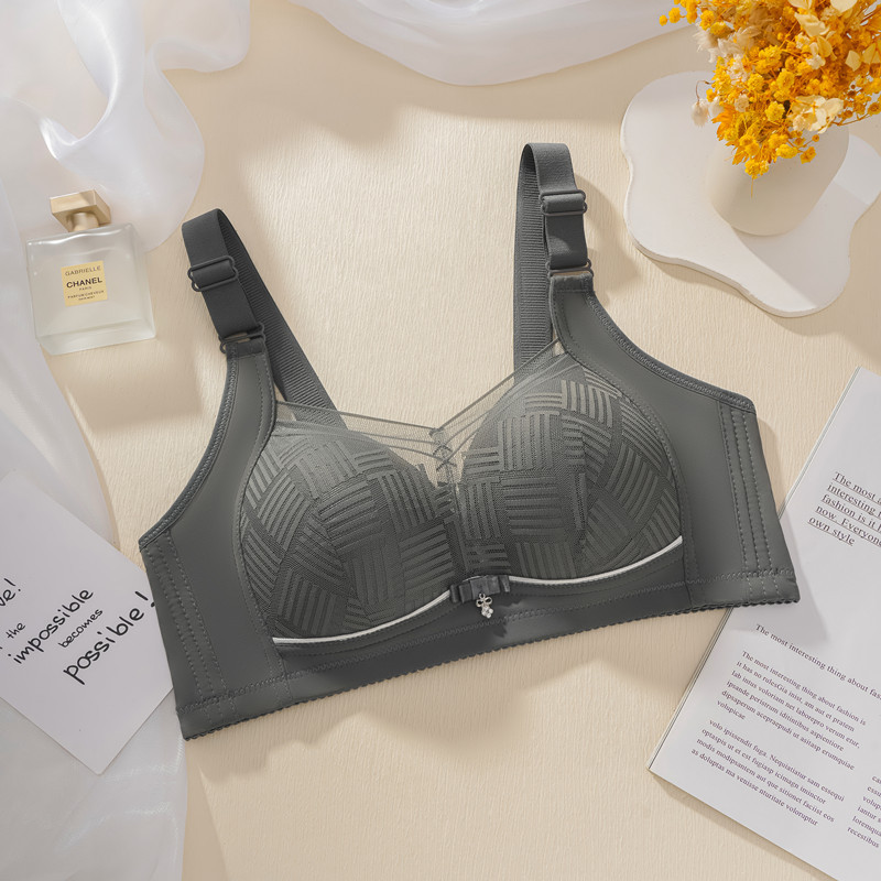 Cross-border trade bras without steel rings, thin cups, large breasts, small appearance, gathering top support, side retraction, breathable inner lining, adjustable type underwear pic 9