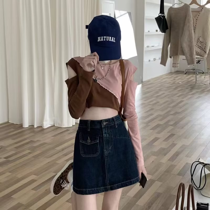 新款半身裙女2023年爆款蓝灰色高腰显瘦a字百搭包臀牛仔裙短裙夏详情8