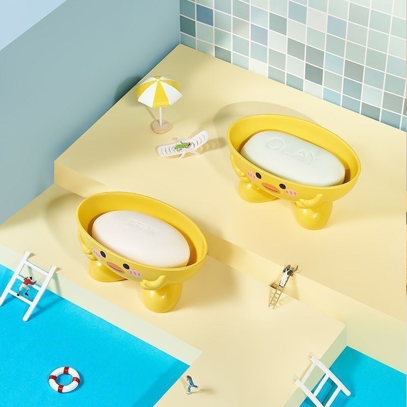 Soap box, home cute cartoon bathroom soap box, draining little yellow duck soap box, thickened storage rack for dormitory pic 14