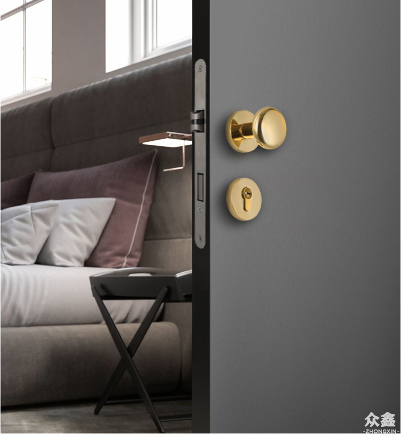 Round golden spherical door lock, black bedroom, American light luxury duck egg-shaped door handle door, Nordic style 58 72 pic 9