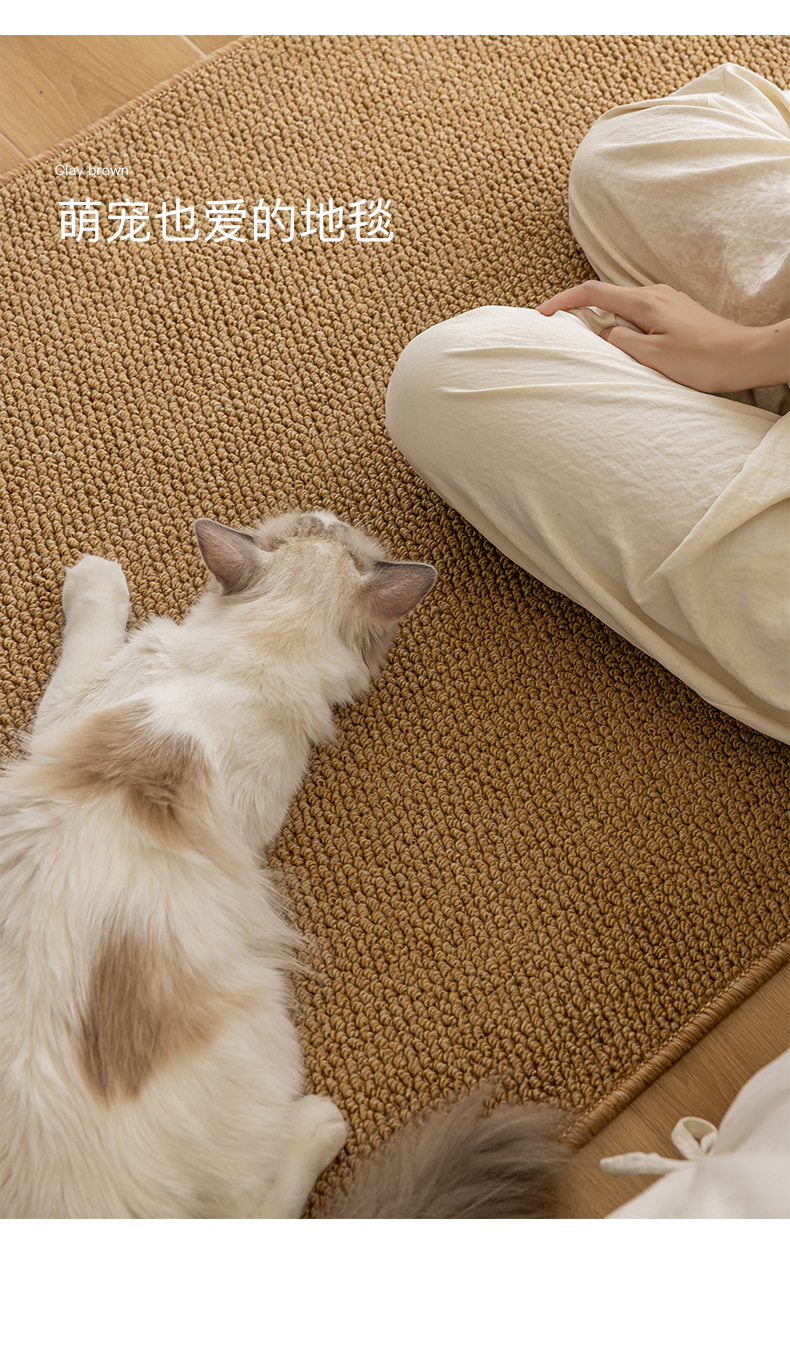 Cream-style solid-color bed carpet for the bedroom, imitation fencing to prevent cat scratches, photo studio, soundproof, thickened woven floor mat pic 37