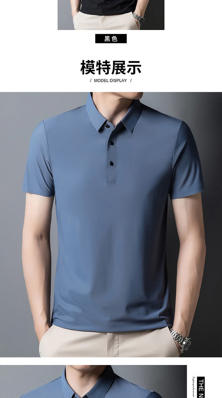 2025 verano sin marcas hielo seda polo hombre premium sense negocios manga corta camiseta hombre polo casual manga corta pic 9