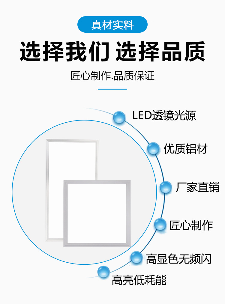 led平板灯600*600集成吊顶灯60x60厨房灯办公室铝扣板面板灯详情3
