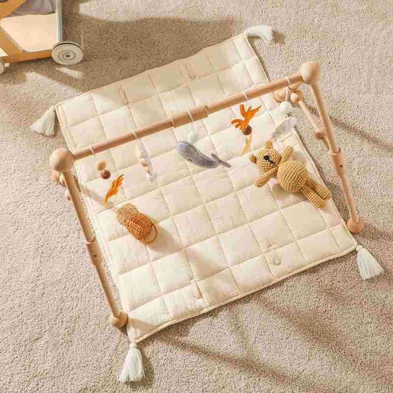 儿童爬行垫游戏垫婴幼儿材质面料流苏地垫柔顺丝滑感宝宝保护专品详情4