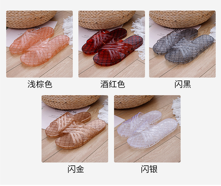 果冻女浴室老式一字熟胶塑胶不臭脚平底水晶凉拖鞋防滑居家鞋海边详情6