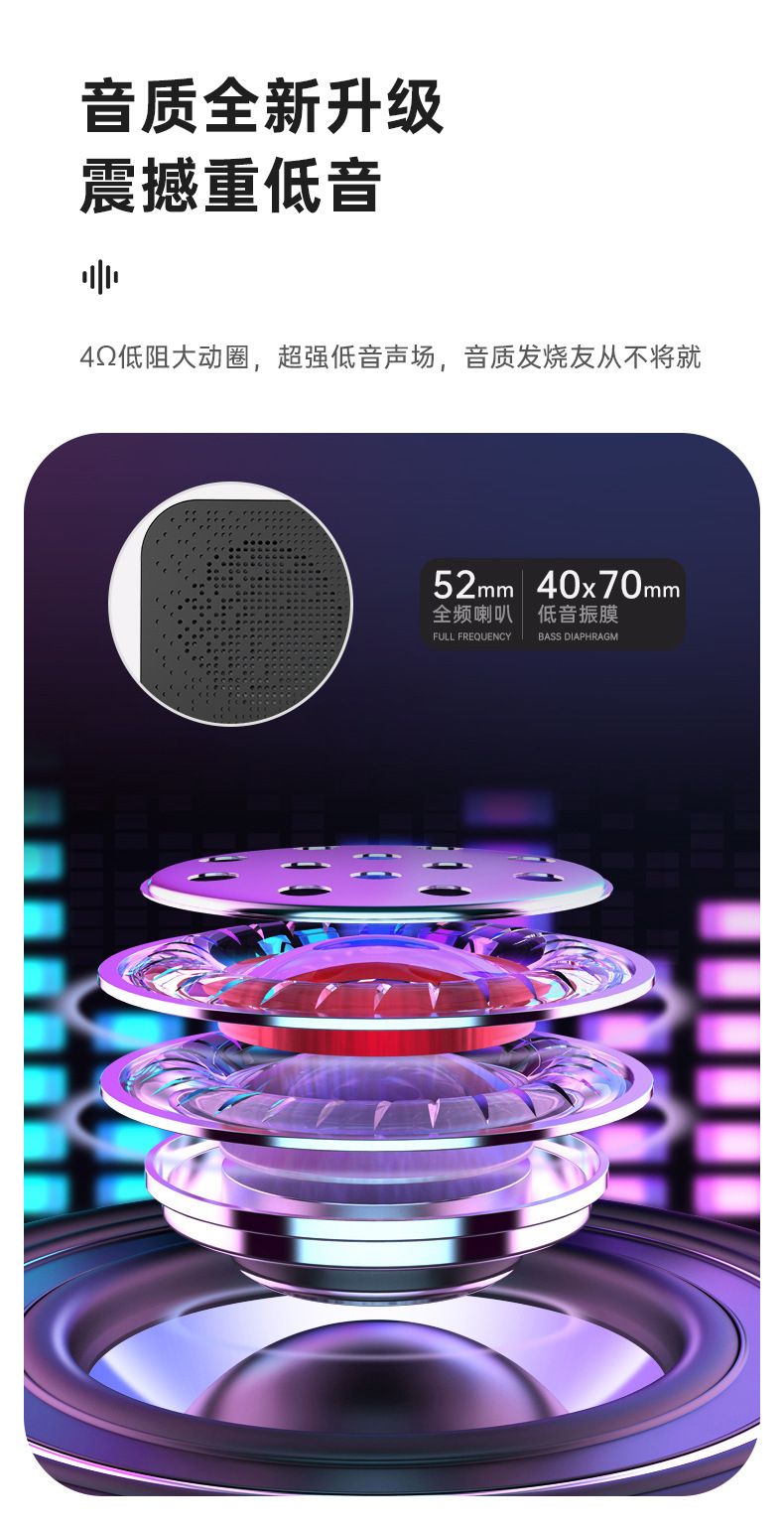 亚马逊热销蓝牙音箱 无线音箱桌面时钟电脑小音响智能语音小夜灯详情11