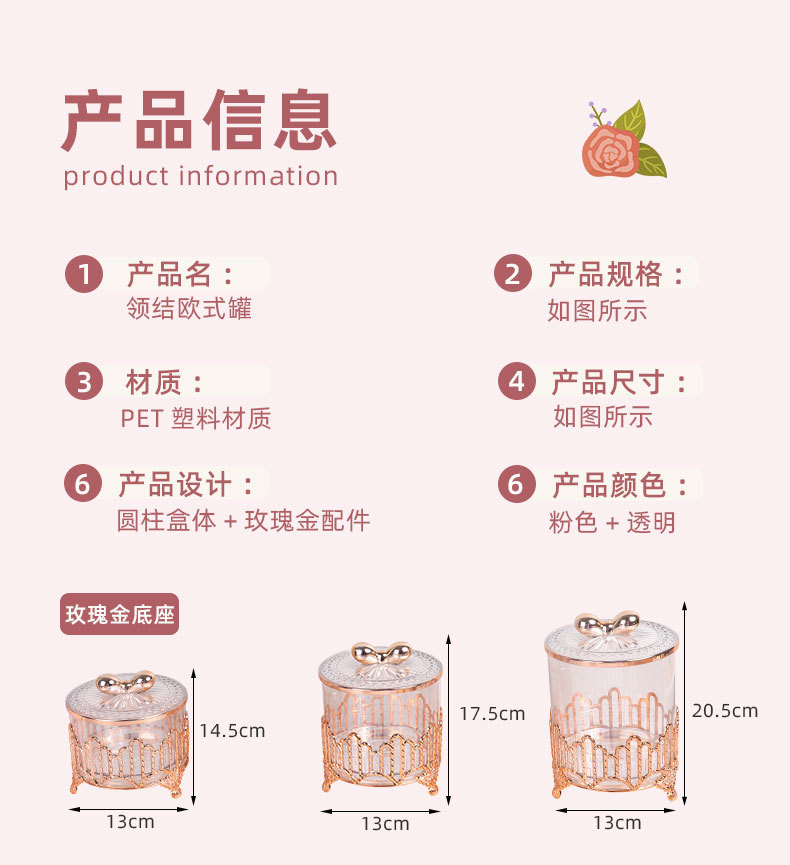 European-style Muslim cross-border home storage jars, tableware, table ornaments, table kitchen storage, European-style sugar jars pic 4