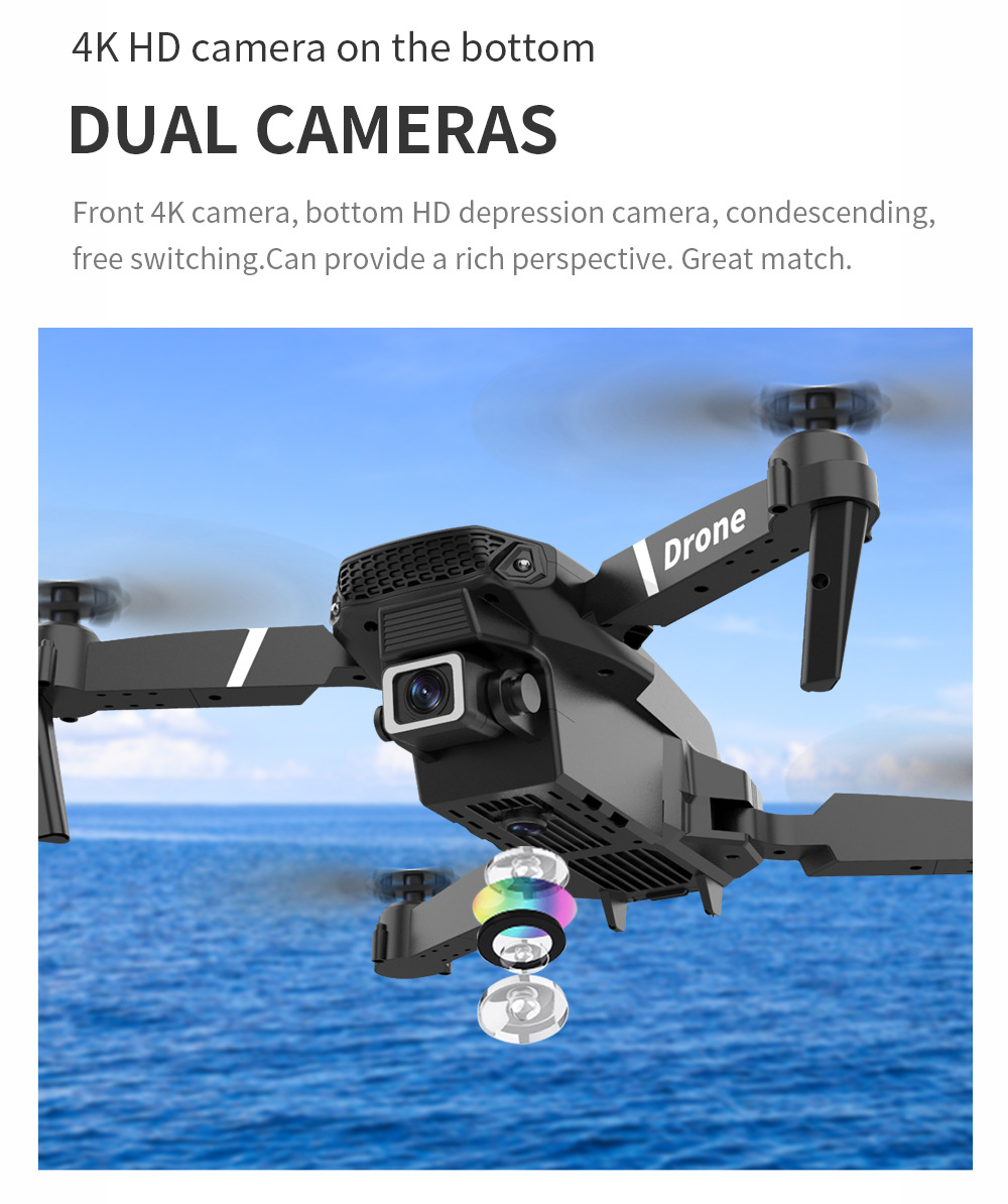 Cross-border E88 high-definition dual-camera folding drone, long-lasting endurance, easy to carry, intelligent obstacle avoidance remote control aircraft for foreign trade pic 9