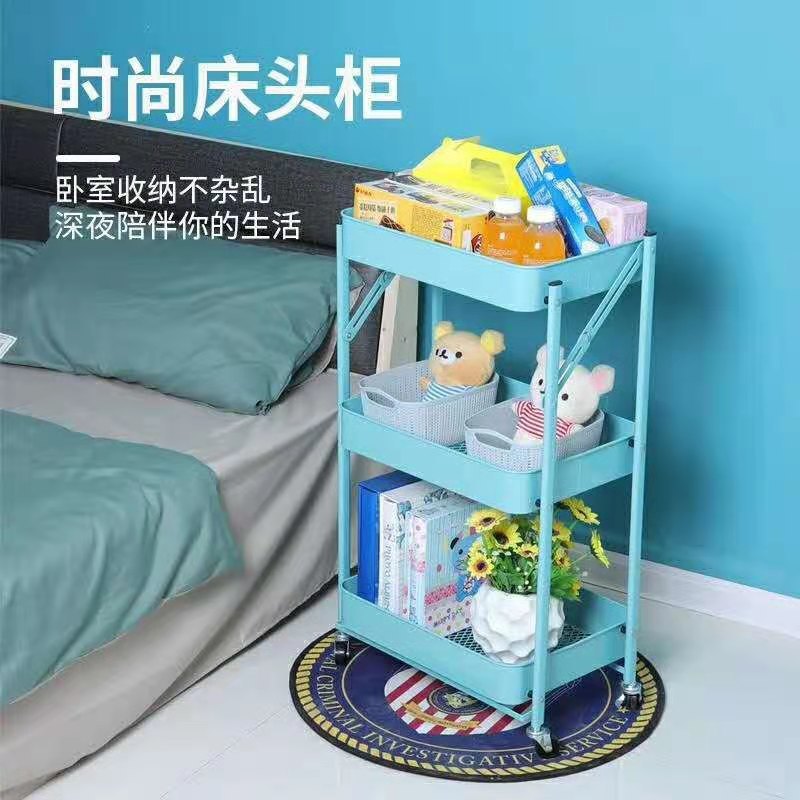 落地式可移动置物架 厨房客厅零食柜杂物收纳旋转多功能pp收纳架详情7