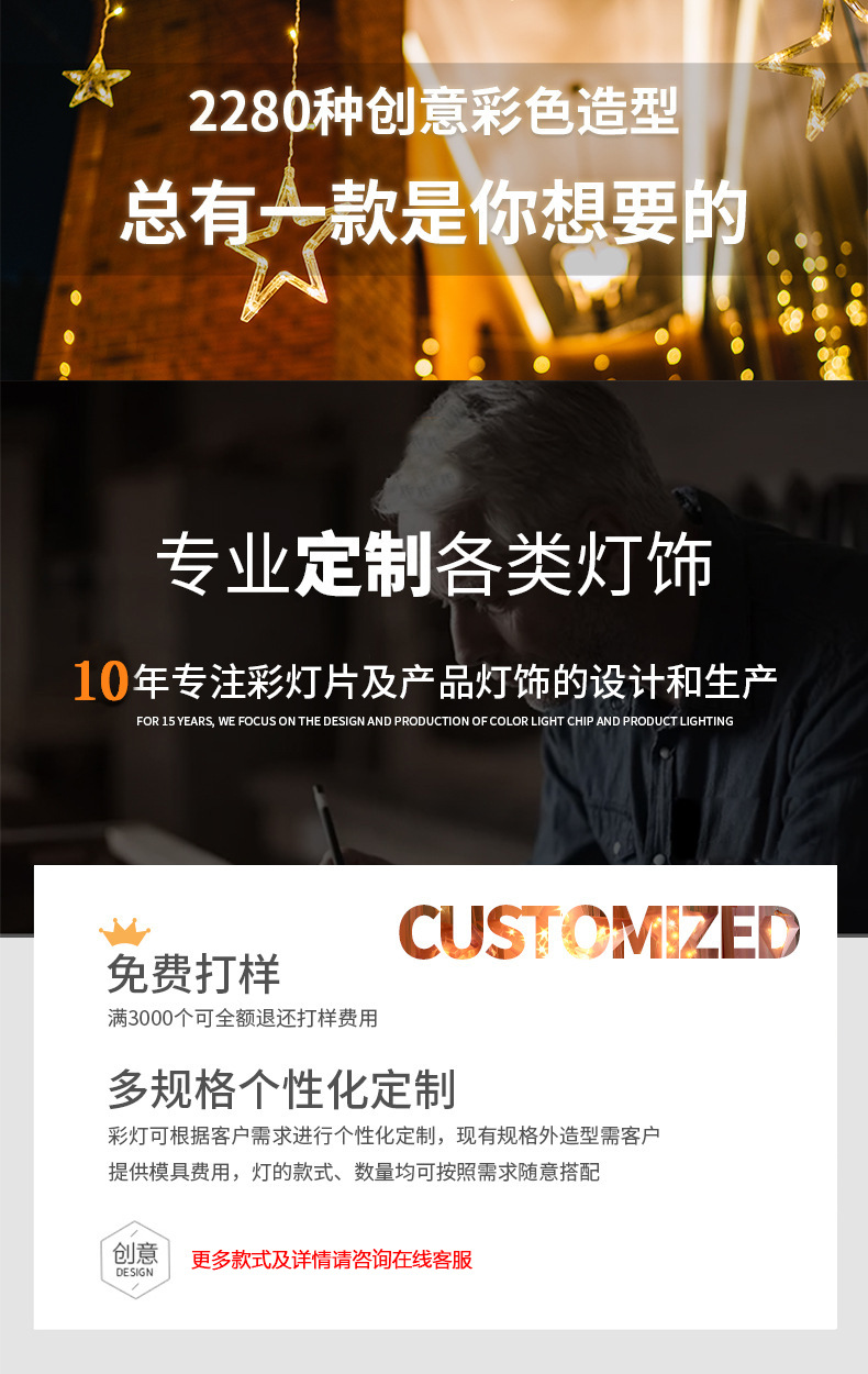 2024亚马逊新款圣诞LED灯串场景布置氛围装饰8功能带遥控皮线彩灯详情30