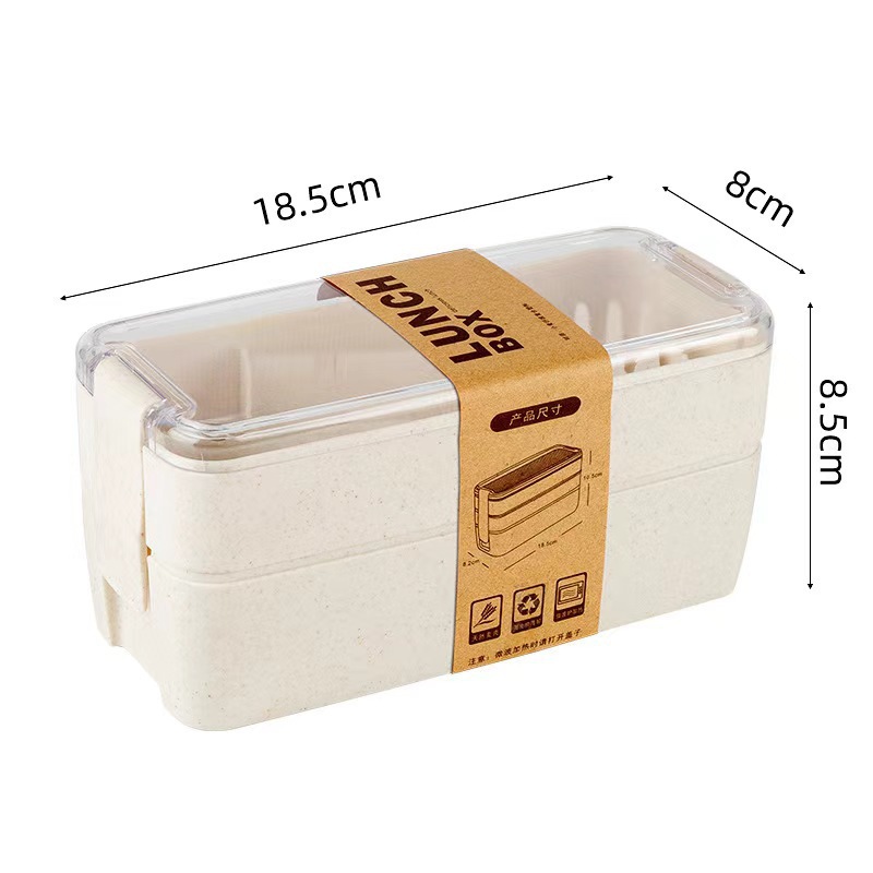 Japanese-style double-layer lunch box with tableware, large-capacity InS-style fresh-keeping box, portable lunch box, can be labeled for cross-border consignment pic 14