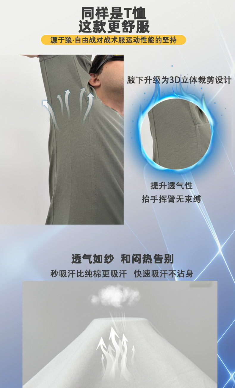  逸途 三防纯棉圆领战术t恤防水防油透气休闲百搭男士短袖t耐磨作训体能详情8