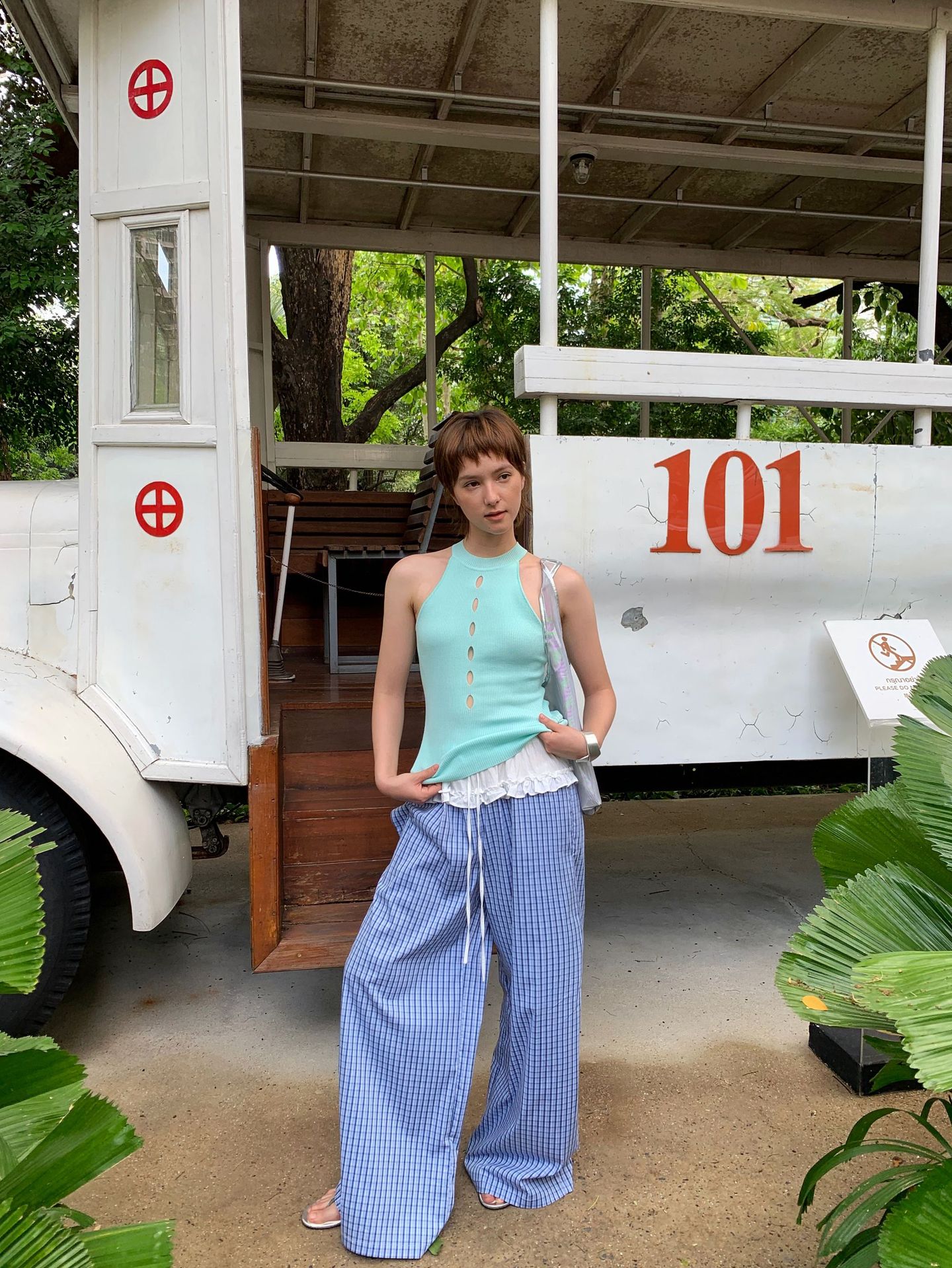 UNITY MODE Sweet and cool Tencel cut-out stand-up collar vest for summer girls, slimming and form-fitting sweater pic 35