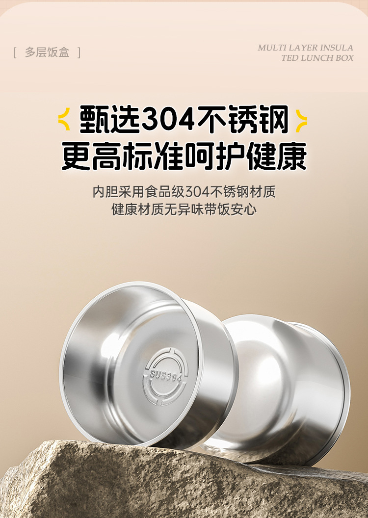 304不锈钢樱桃保温盒便当盒多层餐盒防漏学生上班族便携密封饭盒详情4