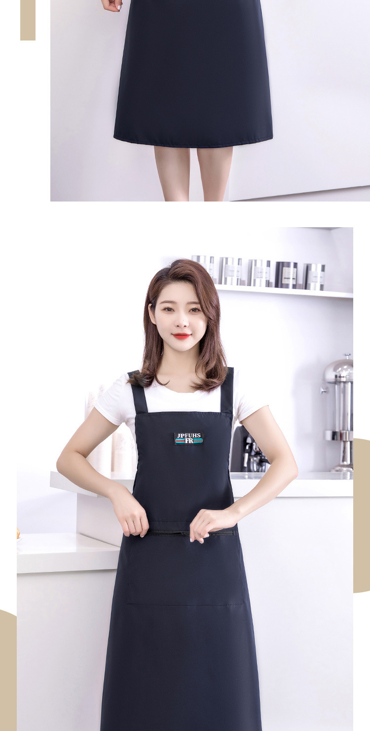 【 Chi Jia 】 Extended waterproof apron solid color simple kitchen home Zipper pocket dirt-resistant work clothes pic 14