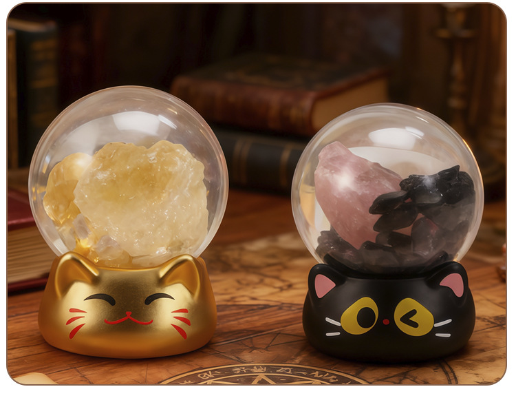 Cute cartoon cat Jingjing Crystal Blind box, creative crystal ball design, desktop decoration gift, gift decoration blind box pic 10