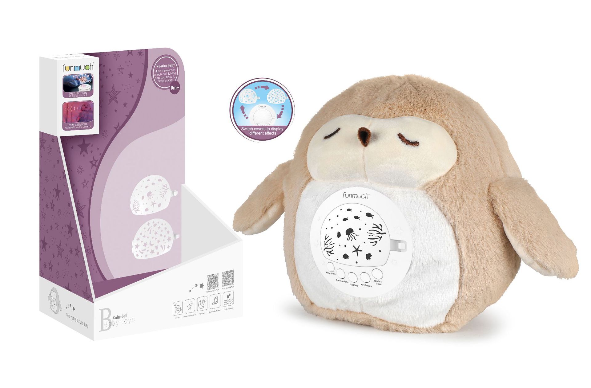 Cross-border infant and toddler soothing plush toys, creative projection night light music lullaby dolls, baby comfort toys pic 9