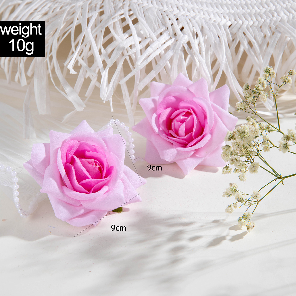 欧美跨境时尚清新布艺花朵流苏串珠优雅甜美情人节礼物耳坠耳环女详情3