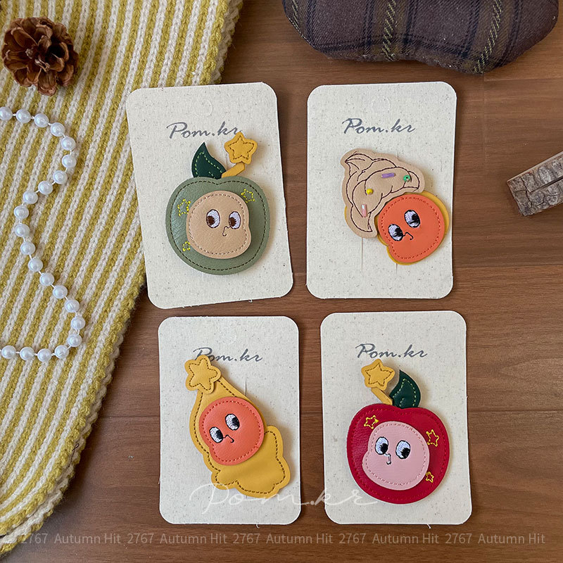 童趣卡通发夹 立体皮质表情水果侧边夹少女心 ins 风碎发刘海夹韩详情3