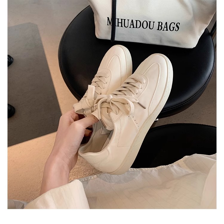 葡萄妈studiolee同款牛皮系带休闲百搭运动板鞋圆头小白鞋女新款详情39