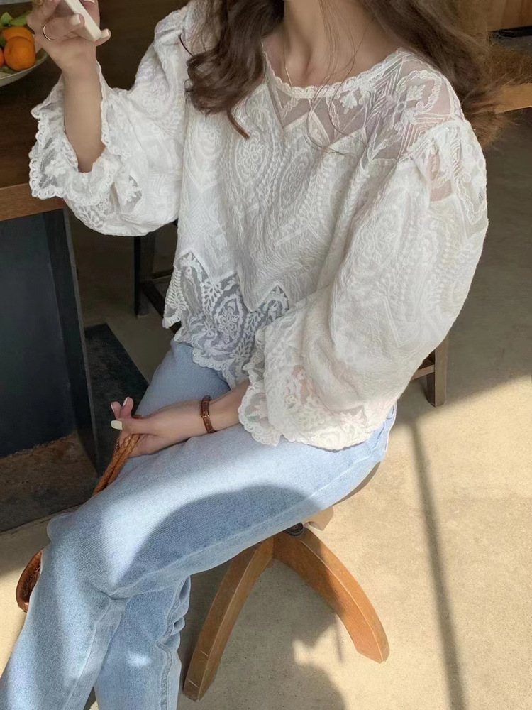 蕾丝衬衫女装早春秋2025年新款雪纺宽松洋气时尚小衫长袖上衣百搭详情6