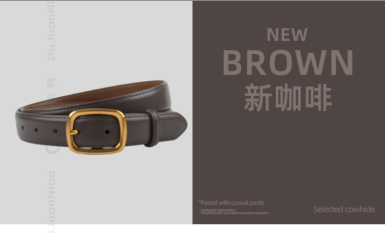 女士古风牛皮腰带女休闲复古真皮带女百搭高级女跨境专供牛仔裤带详情22