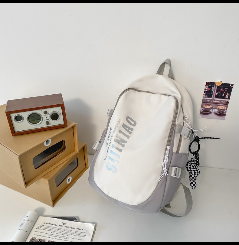 韩版新款书包女高中生日系简约初中生双肩包男初中大学生电脑背包详情38