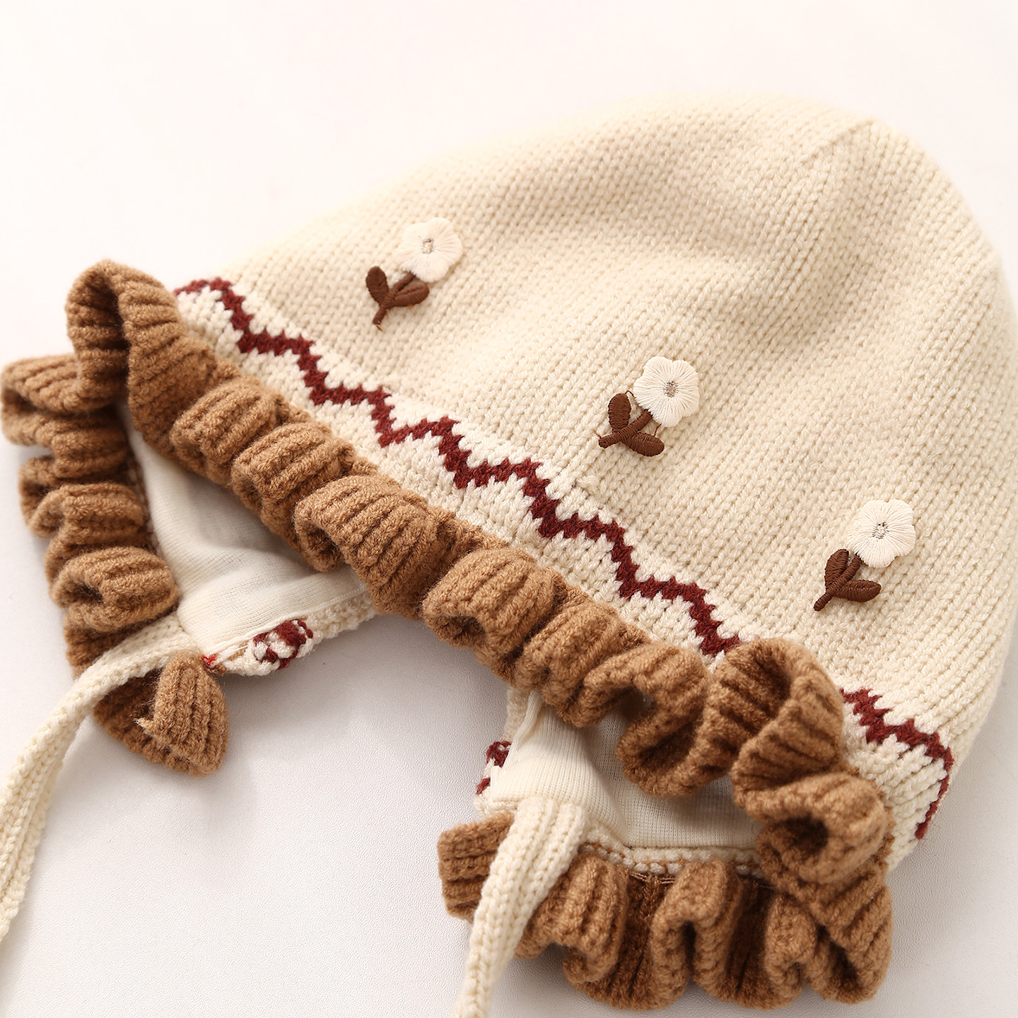 婴儿帽子秋冬季可爱甜美针织公主帽冬天女童宝宝保暖护耳毛线帽潮详情8