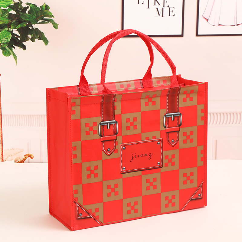 时尚国风PP编织加厚女士手提购物袋 便携旅行托特包 篮式家用礼品袋 外出必备时尚购物工具详情3